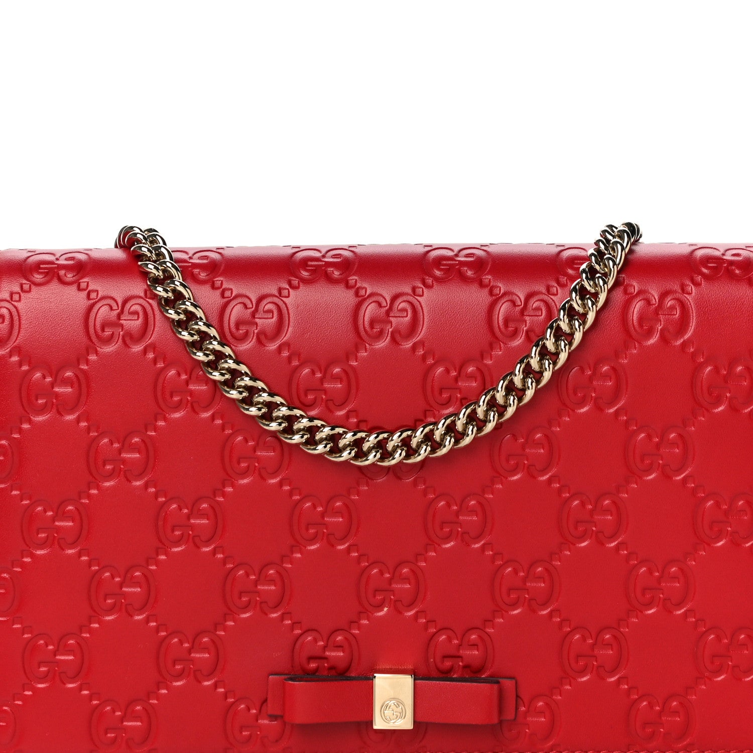 Gucci Guccissima Signature Bowy Chain Wallet Hibiscus Red 7 of 9