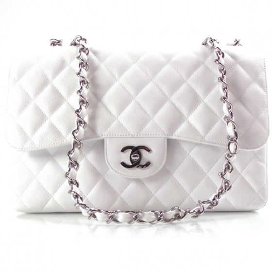 Caviar JUMBO Classic Flap White