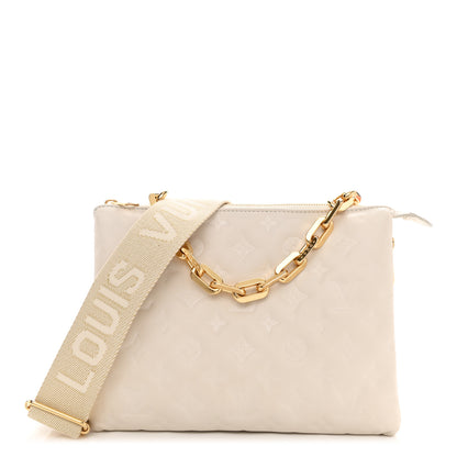 Louis Vuitton Lambskin Embossed Monogram Coussin PM Beige Cream 1 of 10