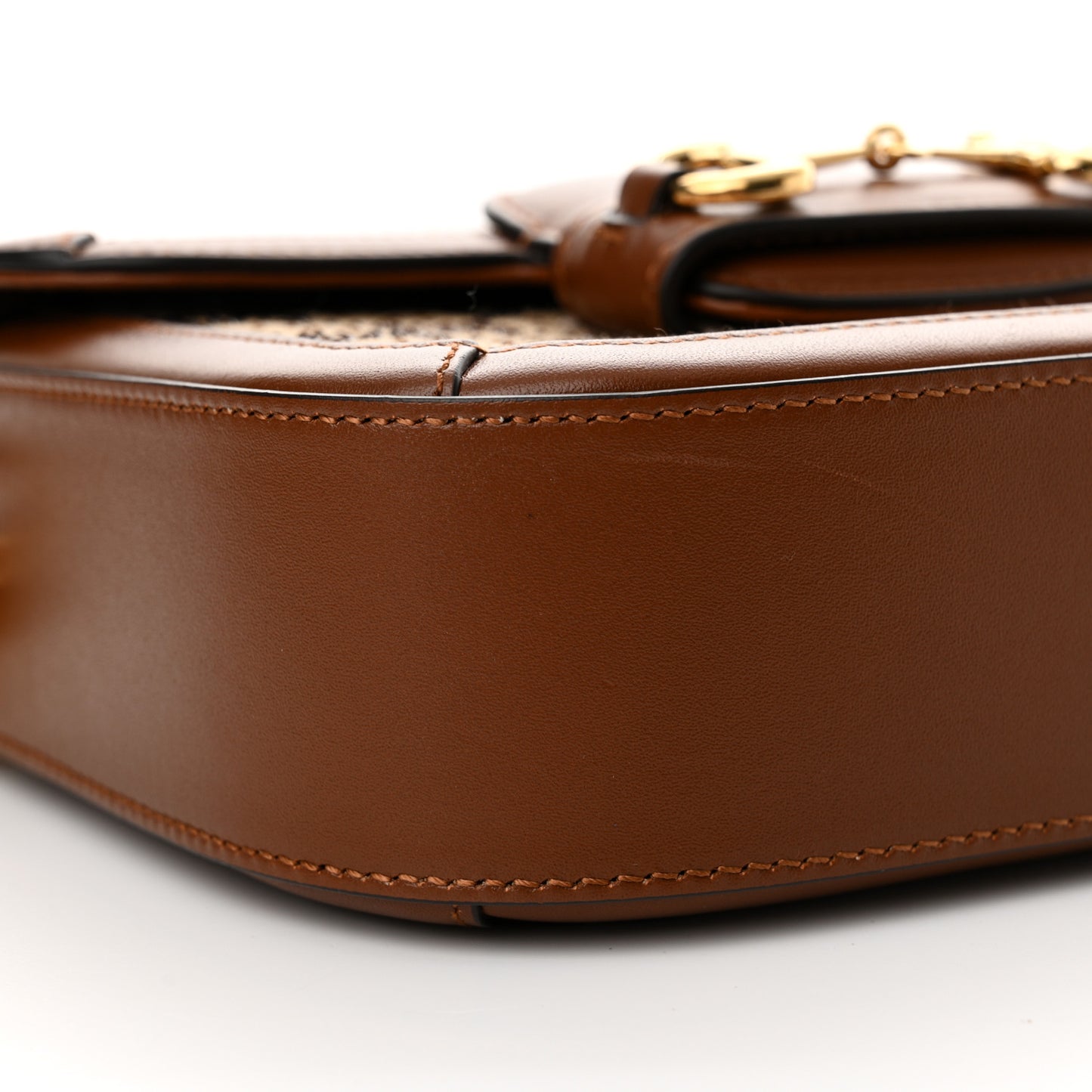 Canvas Calfskin Crystal GG Monogram Mini Horsebit 1955 Shoulder Bag Camel Ebony