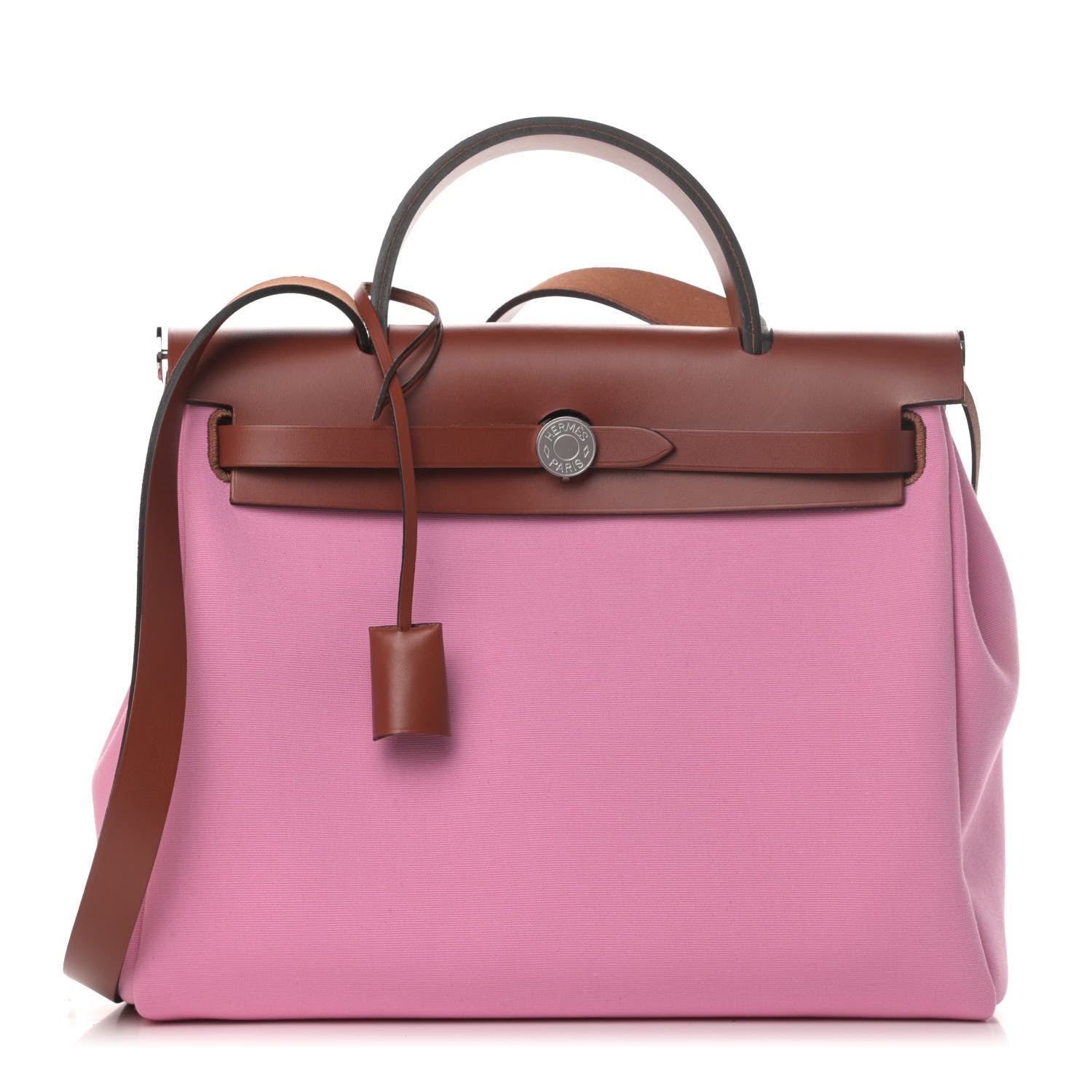 Hermes Military Toile Vache Hunter Herbag Zip Retourne PM 31 Bubblegum 1 of 14