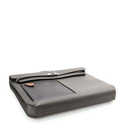 Hermes Evercolor Evergrain Barenia Kelly Depeches 36 Briefcase Vert De Gris Black Fauve 4 of 6