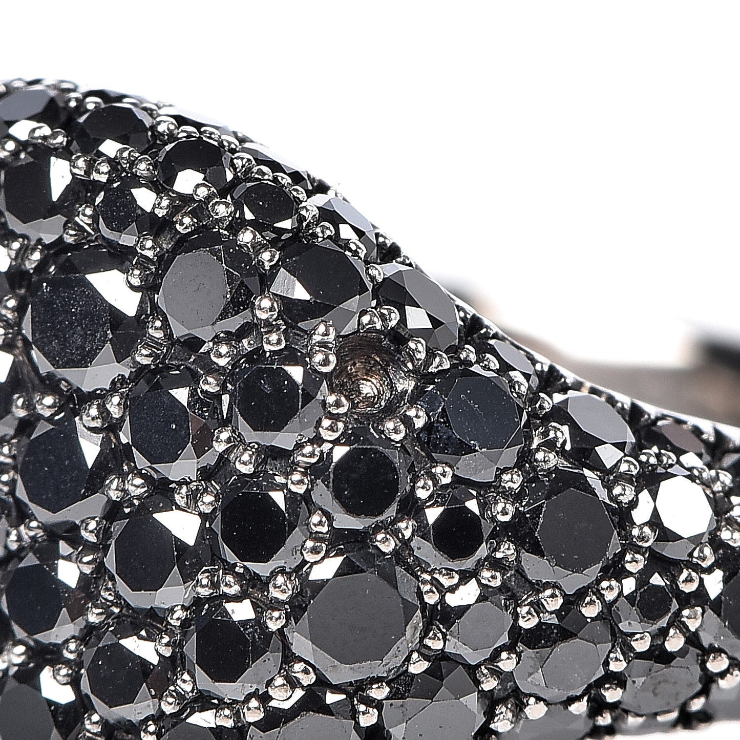 18K White Gold Black Diamond Pave Pinky Ring 45 3.5