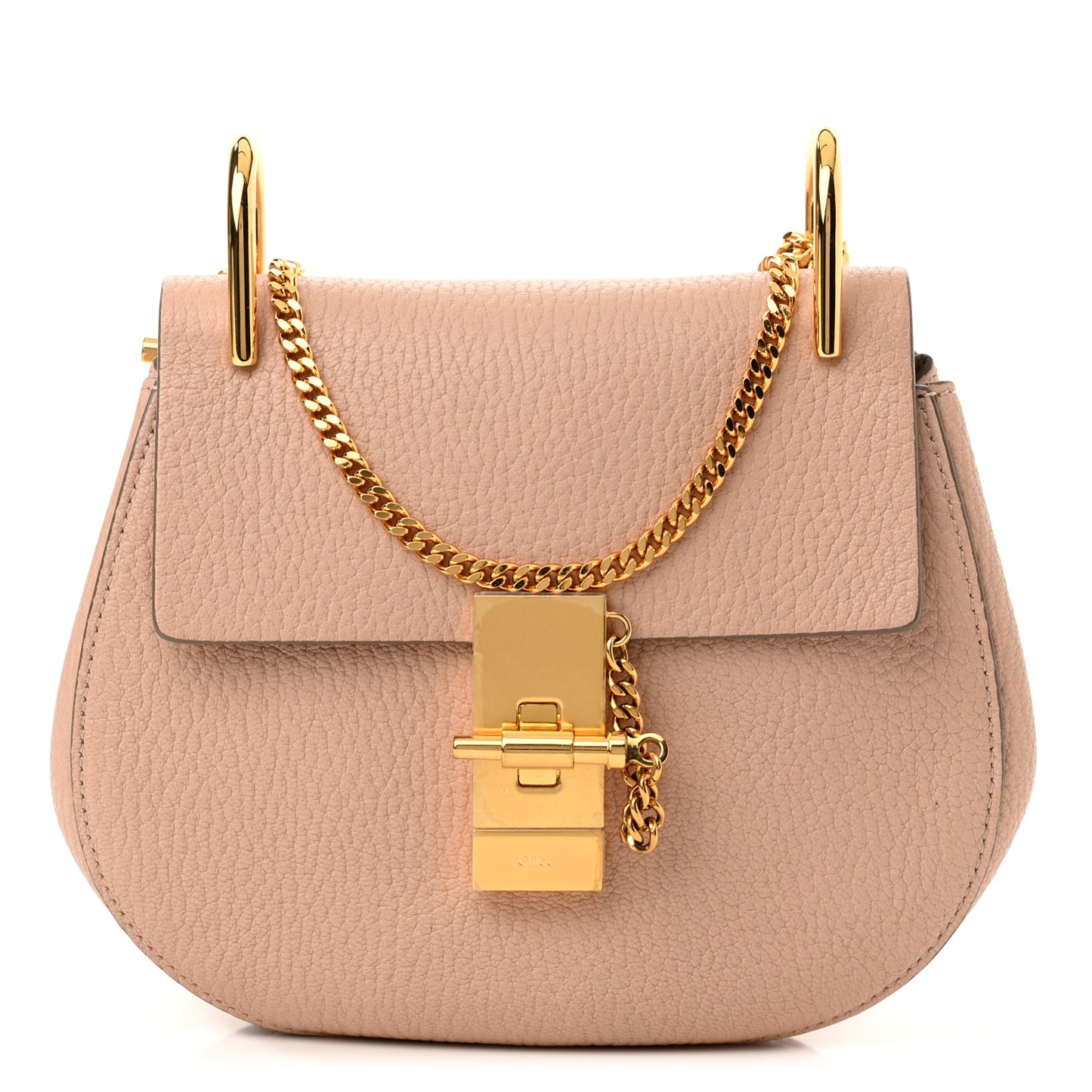 Grained Lambskin Mini Drew Shoulder Bag Cement Pink