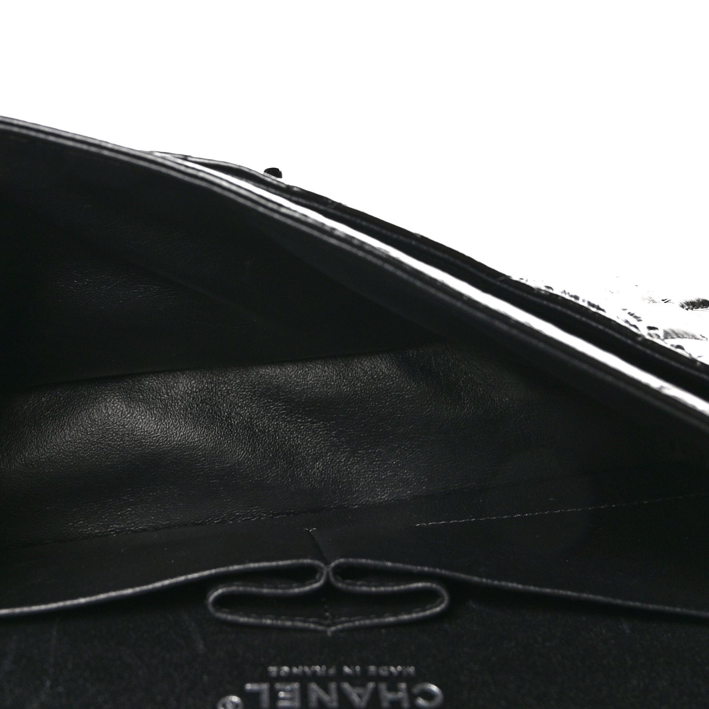 Shiny Crumpled Calfskin Quilted Medium Double Flap So Black
