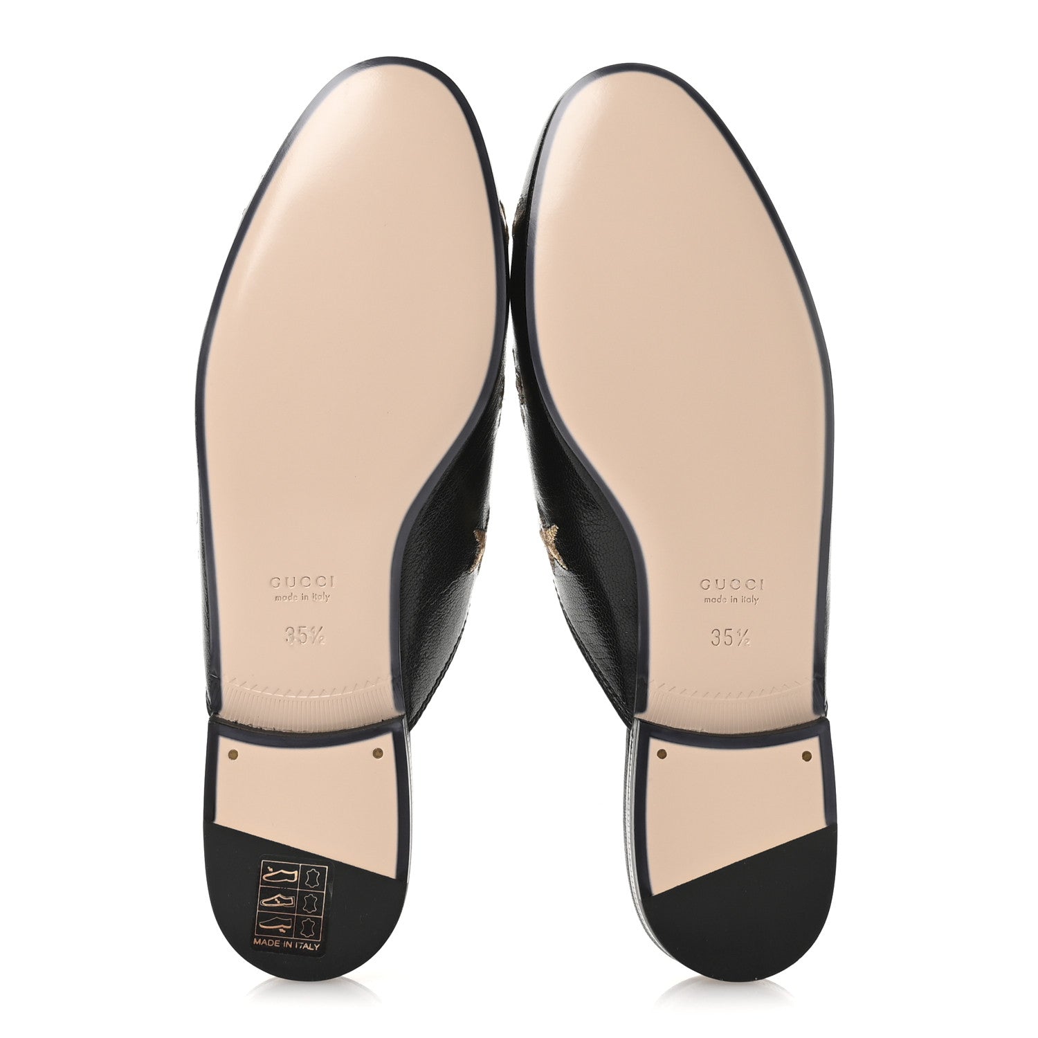 Gucci Goatskin Bee Star Embroidered Womens Princetown Slippers 35.5 Black 6 of 9