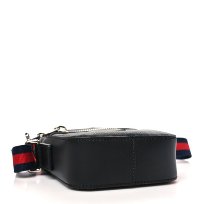 Gucci GG Supreme Monogram Appia Calfskin Web Small Camera Messenger Bag Black Grey 4 of 10