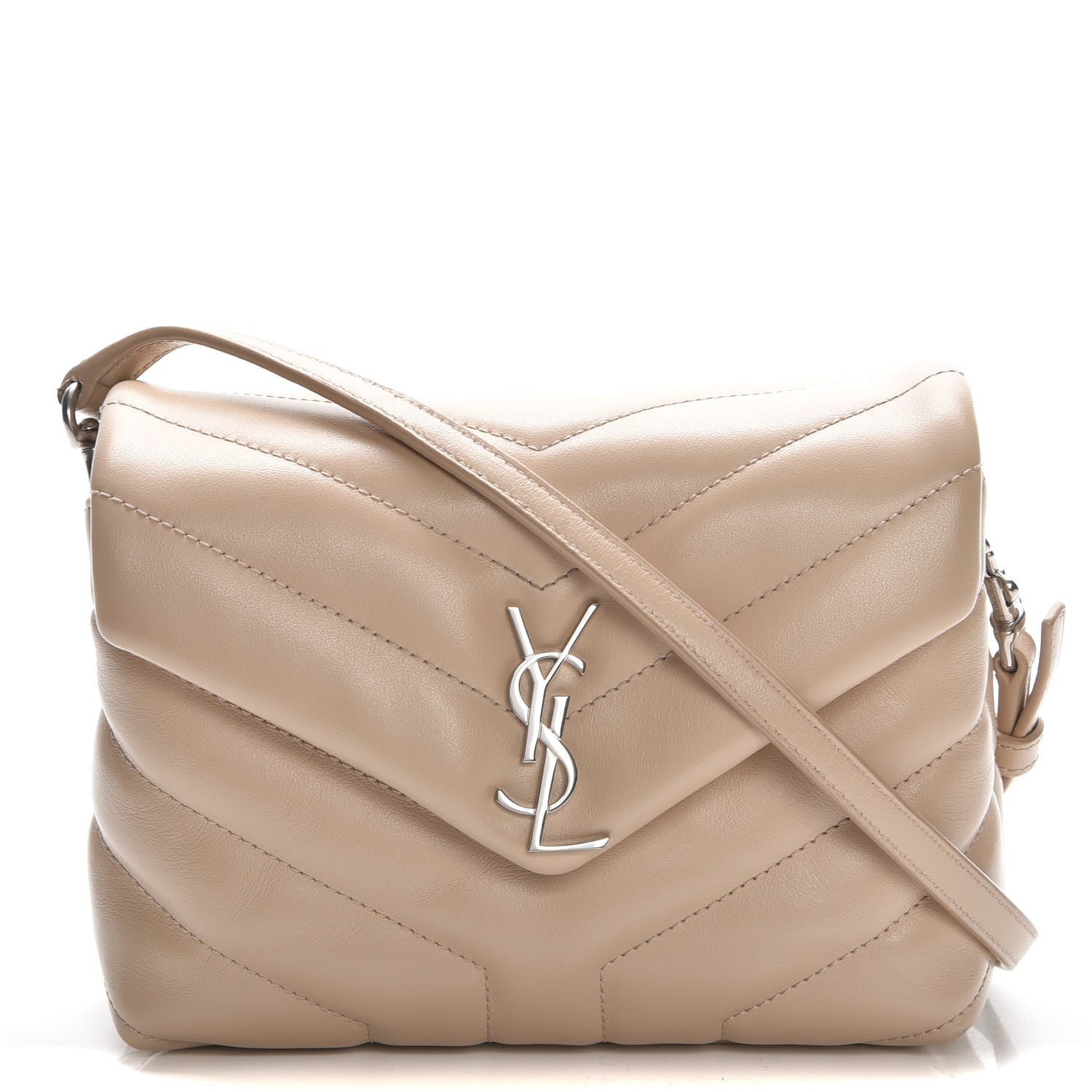 Saint Laurent Calfskin Y Quilted Monogram Toy Loulou Crossbody Bag Nude Powder 1 of 8