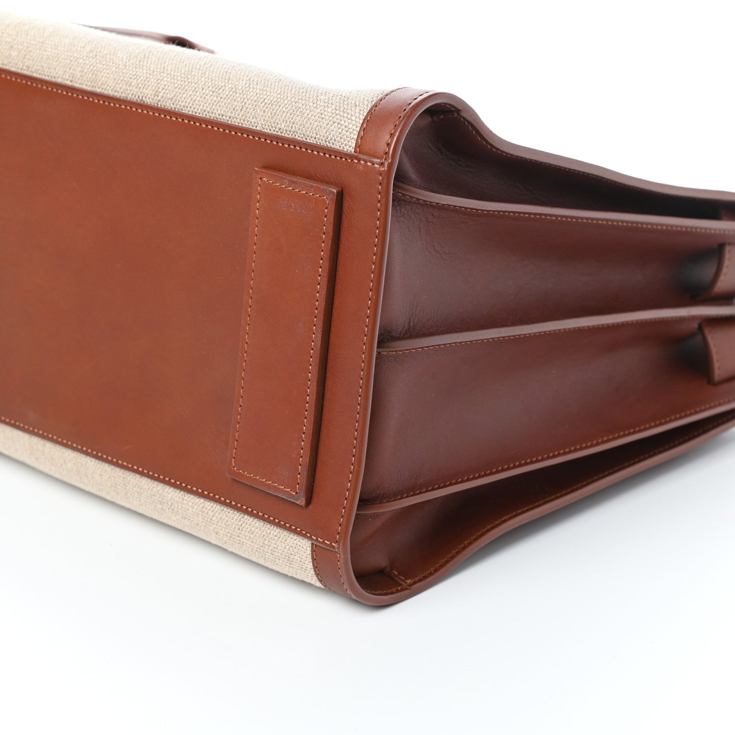 Linen Calfskin Medium Souple Sac De Jour Cognac