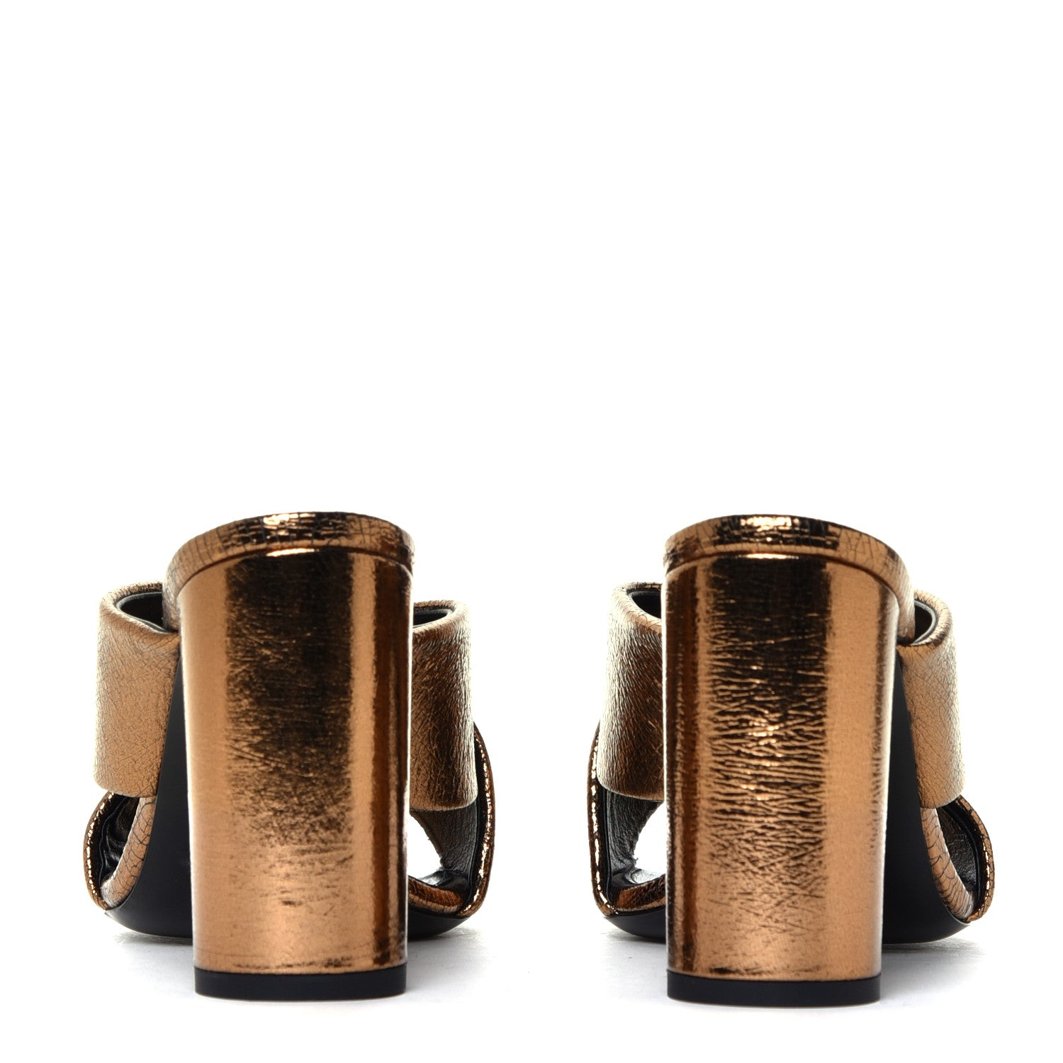 Saint Laurent Metallic Supercrack Calfskin LouLou 95 Mule Sandals 36 Chestnut 9 of 12