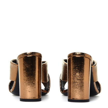 Saint Laurent Metallic Supercrack Calfskin LouLou 95 Mule Sandals 36 Chestnut 9 of 12