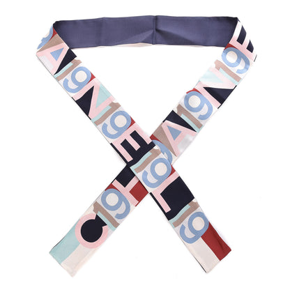 Chanel Silk Slim Bandeau Scarf Pink Dark Navy 1 of 4