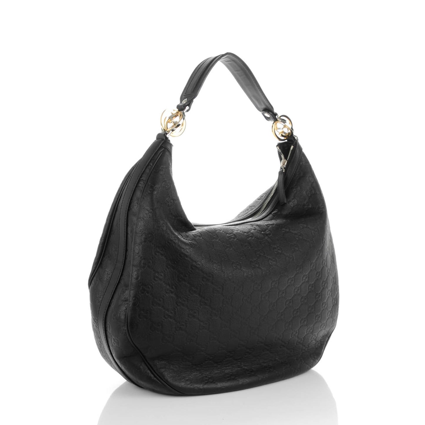 Guccissima Large GG Twins Hobo Black