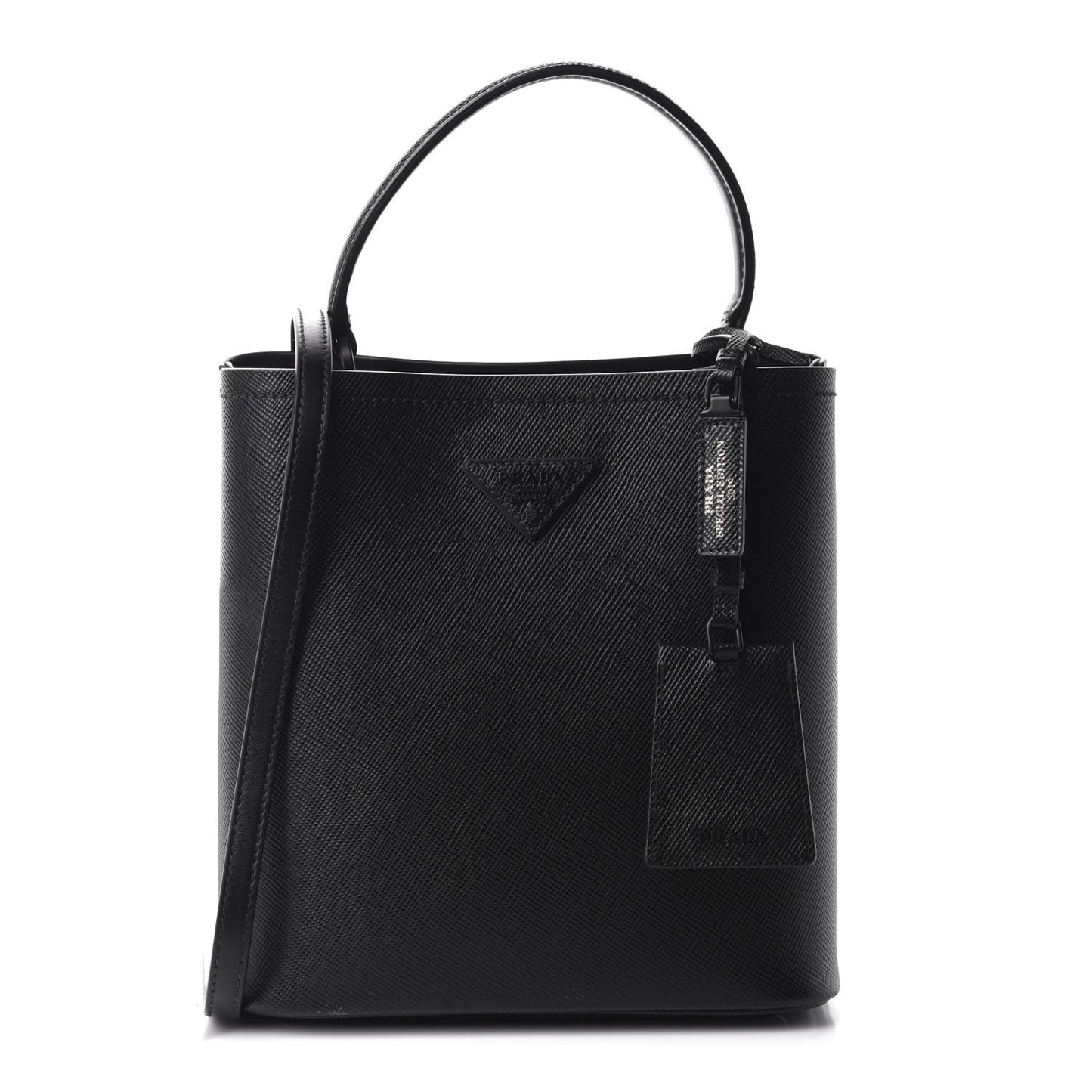 Saffiano Cuir Medium Panier Bucket Bag Black