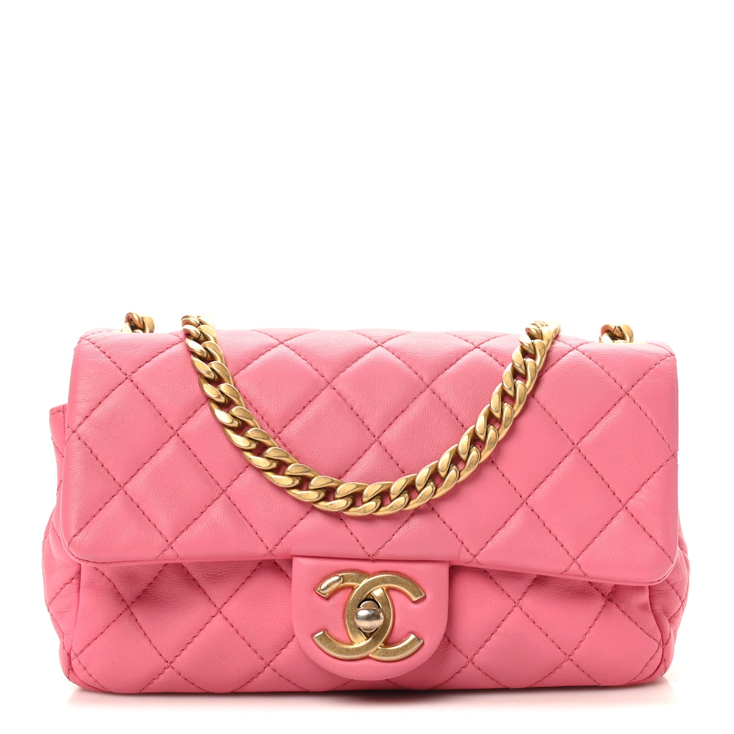 Chanel Lambskin Resin Quilted Mini Rectangular Pearl Samba Flap Pink 1 of 11