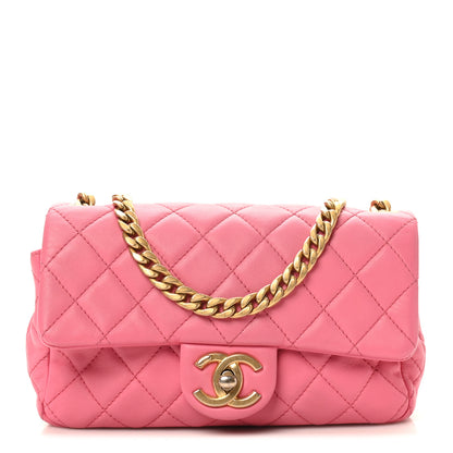 Chanel Lambskin Resin Quilted Mini Rectangular Pearl Samba Flap Pink 1 of 11