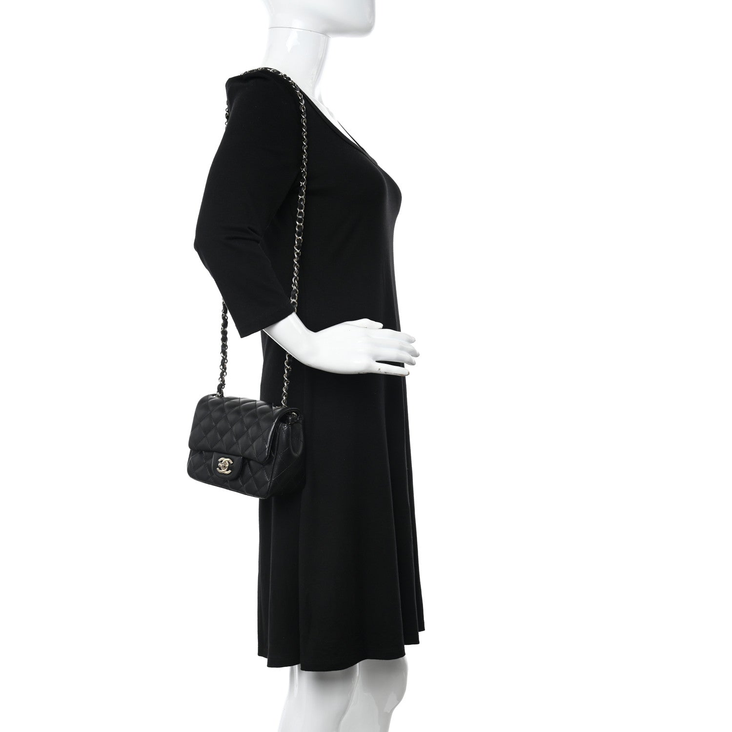 Chanel Lambskin Quilted Mini Square Flap Black 2 of 10