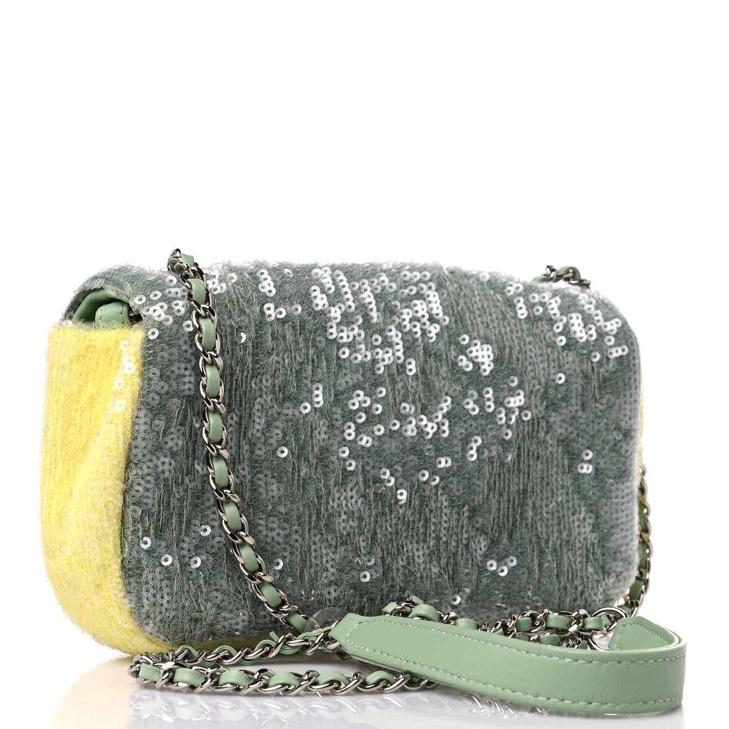 Sequin Mini Waterfall Flap Green Light Green Yellow