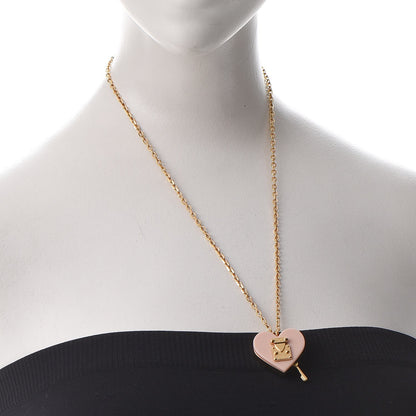 Louis Vuitton Lock Me Heart Necklace Rose Velours 2 of 7