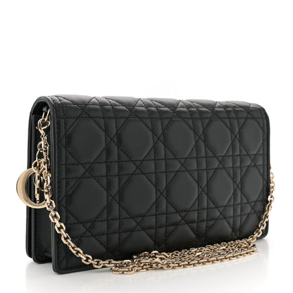 Christian Dior Lambskin Cannage Lady Dior Pouch Black 4 of 10