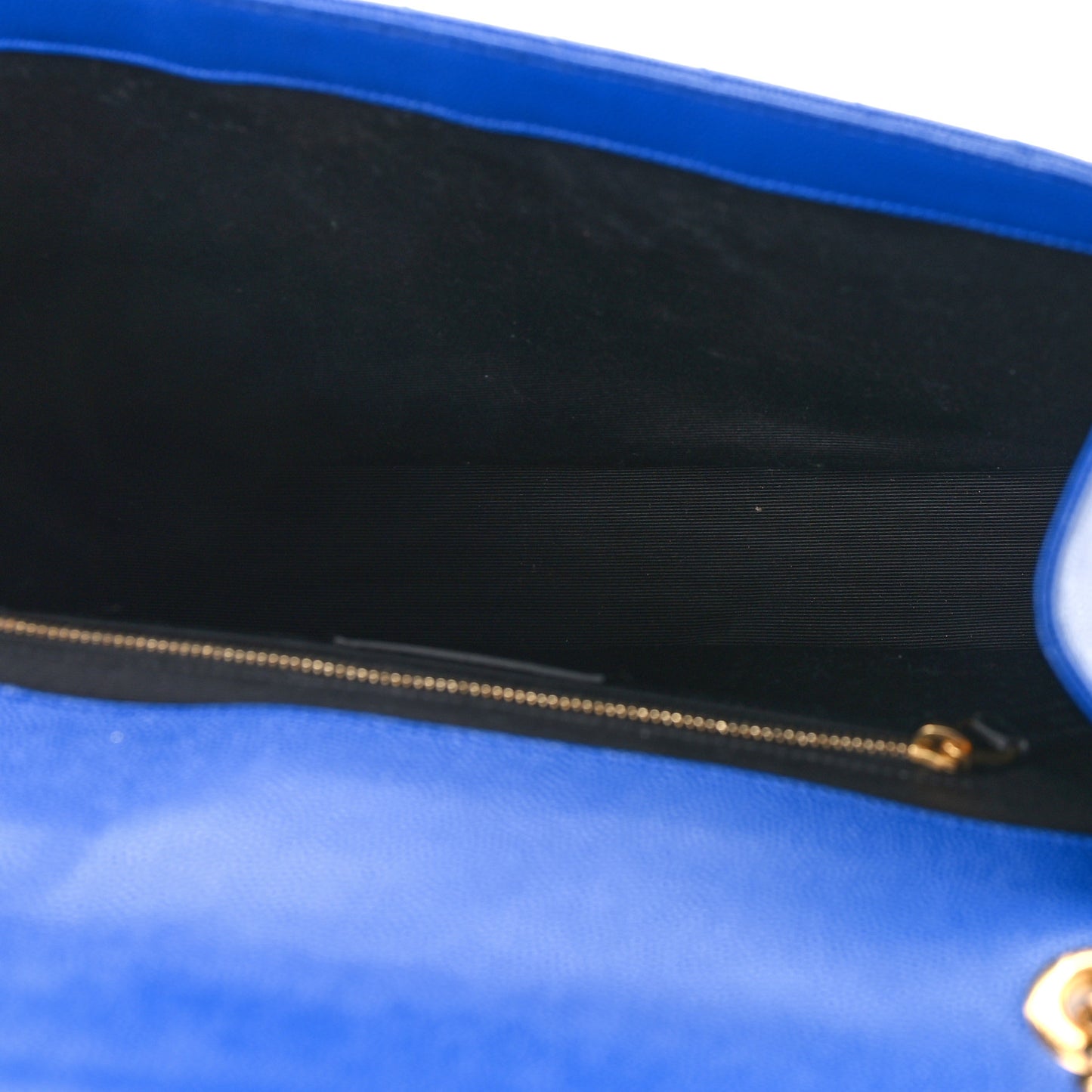 Grain De Poudre Matelasse Chevron Large Monogram Satchel Blue Majorelle