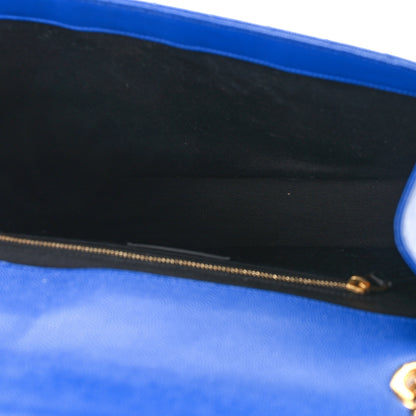 Saint Laurent Grain De Poudre Matelasse Chevron Large Monogram Satchel Blue Majorelle 5 of 9