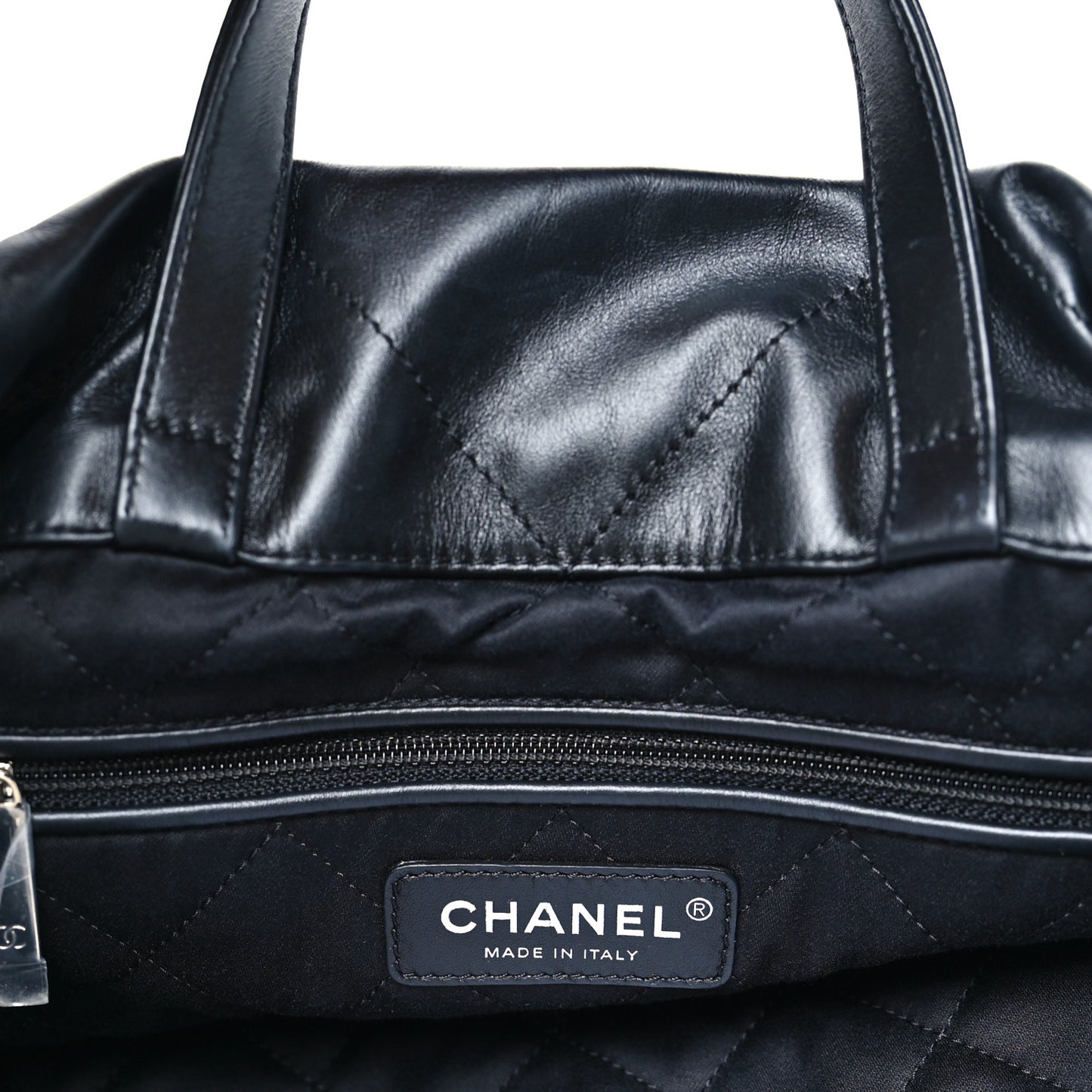 Shiny Calfskin Quilted Chanel 22 Backpack So Black