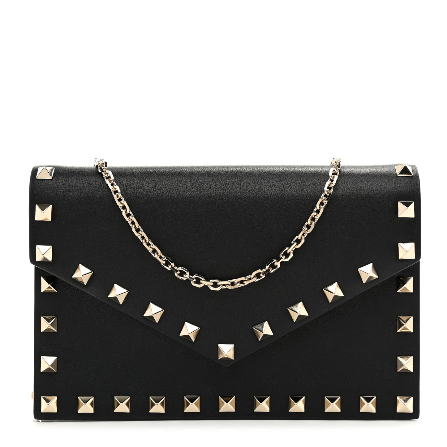Vitello Rockstud Envelope Wallet on Chain Black