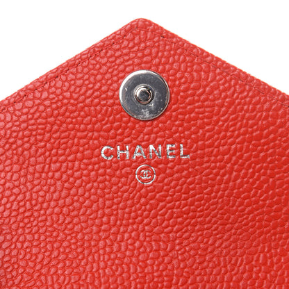 Chanel Caviar Chevron Quilted Flap Card Holder Wallet Red 6 of 11