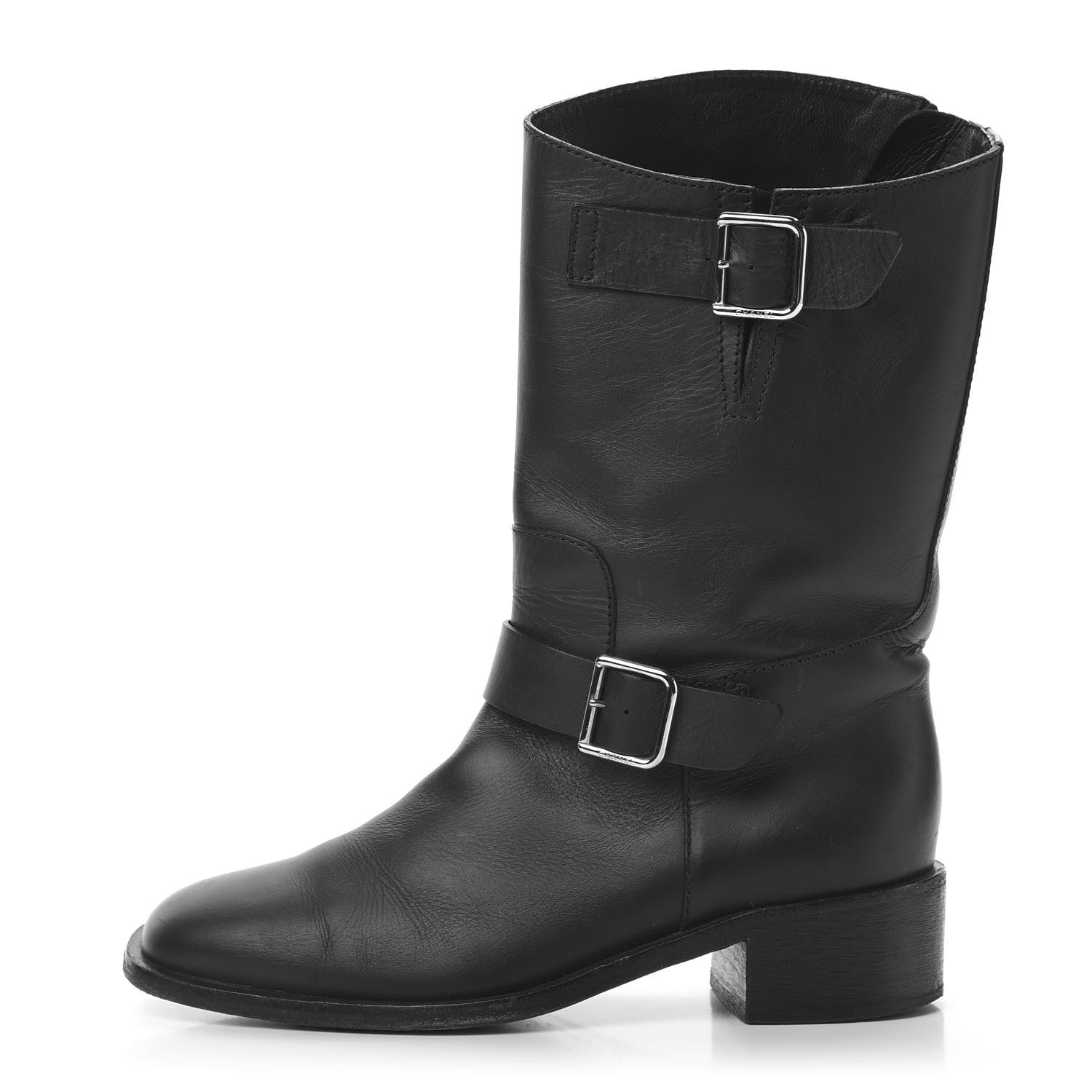 Chanel Calfskin Asymmetrical Mid Calf Boots 39 Black 1 of 15