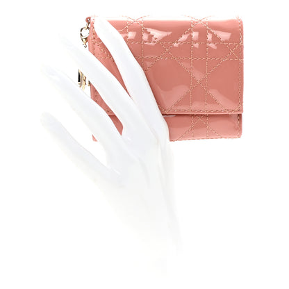 Christian Dior Patent Cannage Lady Dior Lotus Wallet Ethereal Pink 2 of 7