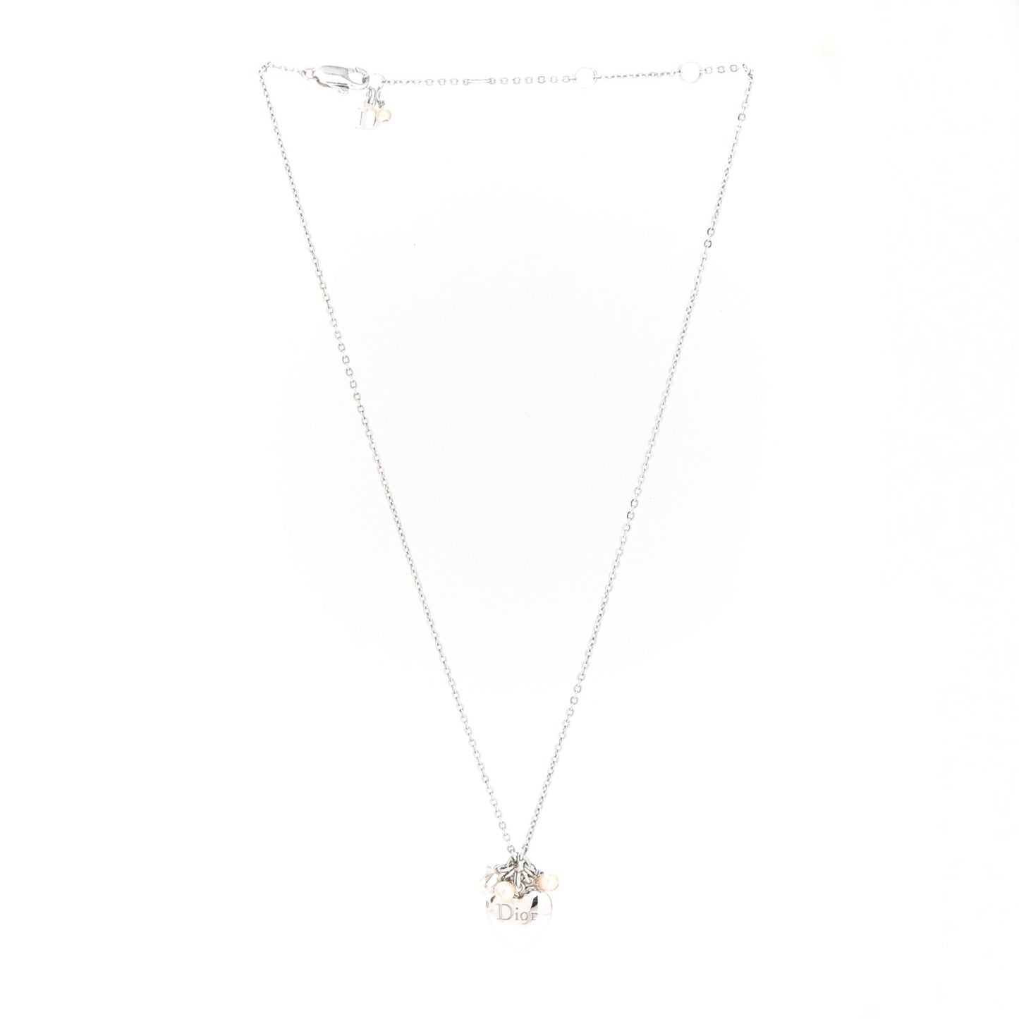 Pearl Logo Heart Necklace Silver