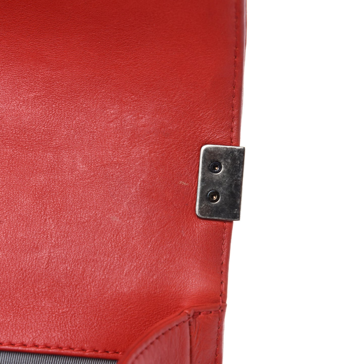 Calfskin Quilted Double Stitch Medium Boy Flap Red