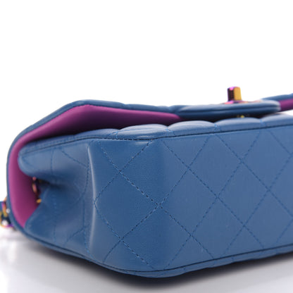 Chanel Lambskin Quilted Mini Rectangular Flap Blue Purple 6 of 9