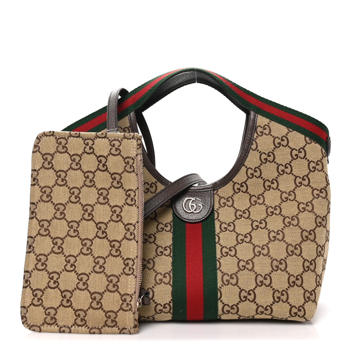 Monogram Web Small Giglio Tote Beige Dark Brown
