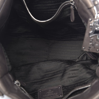 Prada Metallic Soft Calf Shopping Tote Fumo Mordore 5 of 10