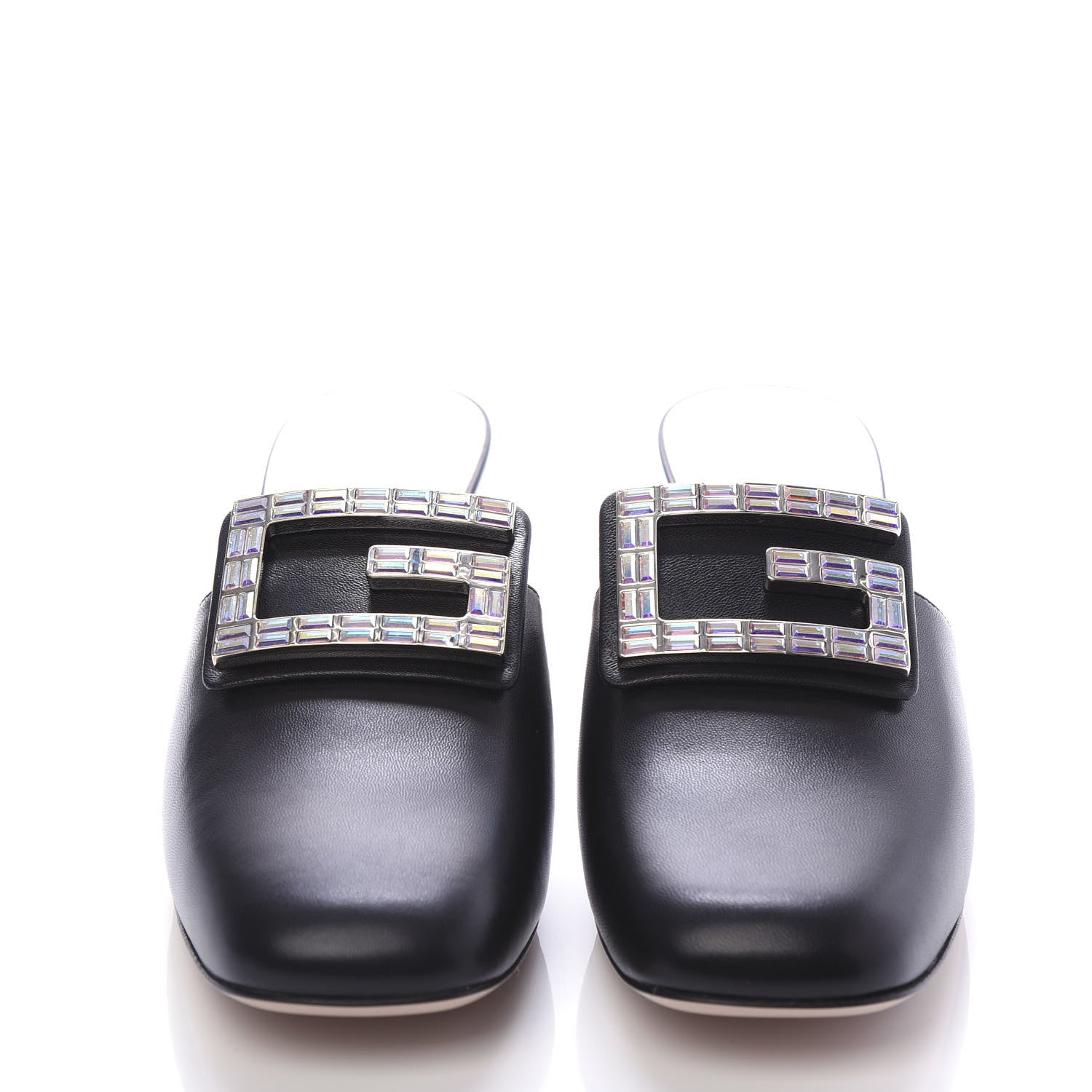 Gucci Malaga Kid Crystal Square G Madelyn Mules 38 Black 2 of 10