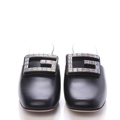 Gucci Malaga Kid Crystal Square G Madelyn Mules 38 Black 2 of 10