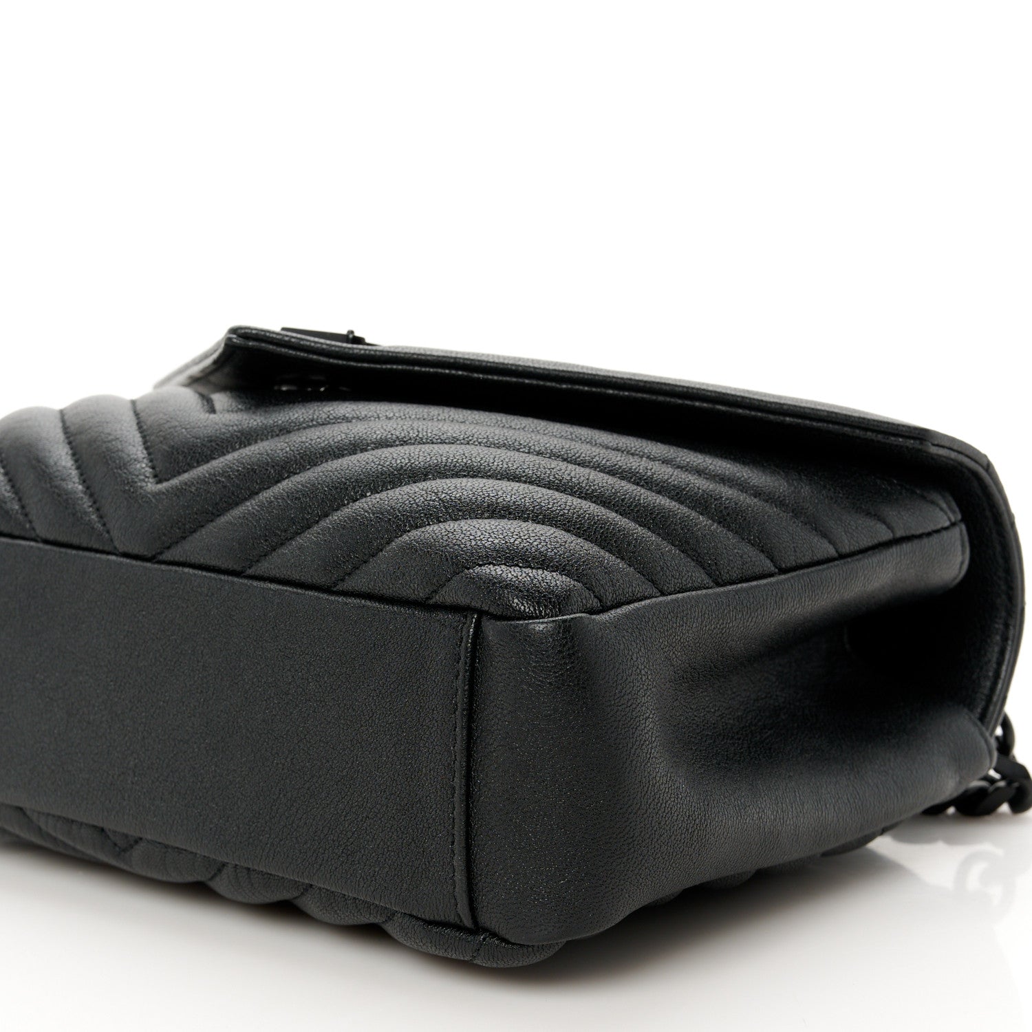 Saint Laurent Sheepskin Matelasse Chevron Monogram Monochrome Medium College Bag Black 11 of 11