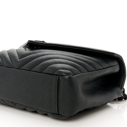 Saint Laurent Sheepskin Matelasse Chevron Monogram Monochrome Medium College Bag Black 11 of 11