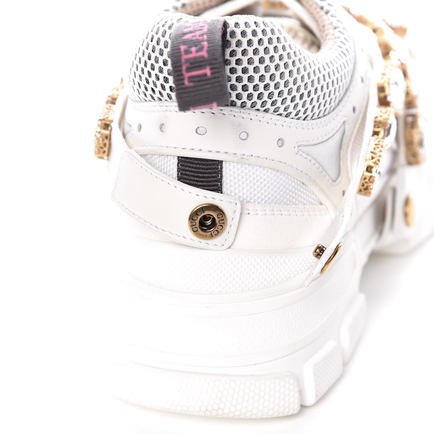Gucci X SEGA Mesh Calfskin Suede Removable Crystals Womens Flashtrek Sneakers 36 Great White 9 of 10