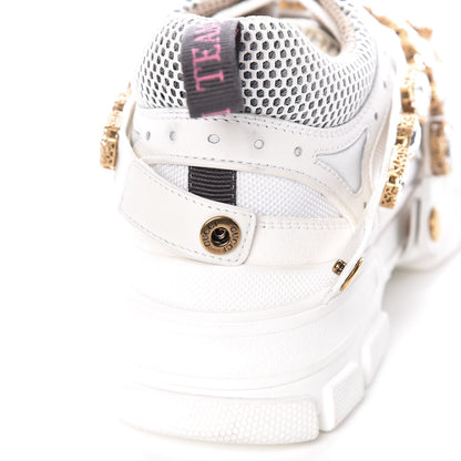 Gucci X SEGA Mesh Calfskin Suede Removable Crystals Womens Flashtrek Sneakers 36 Great White 9 of 10