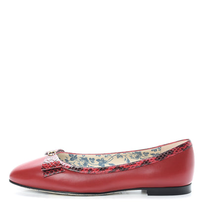 Gucci Malaga Kid Elaphe Yva Ballet Flats 38.5 Hibiscus Red 1 of 8