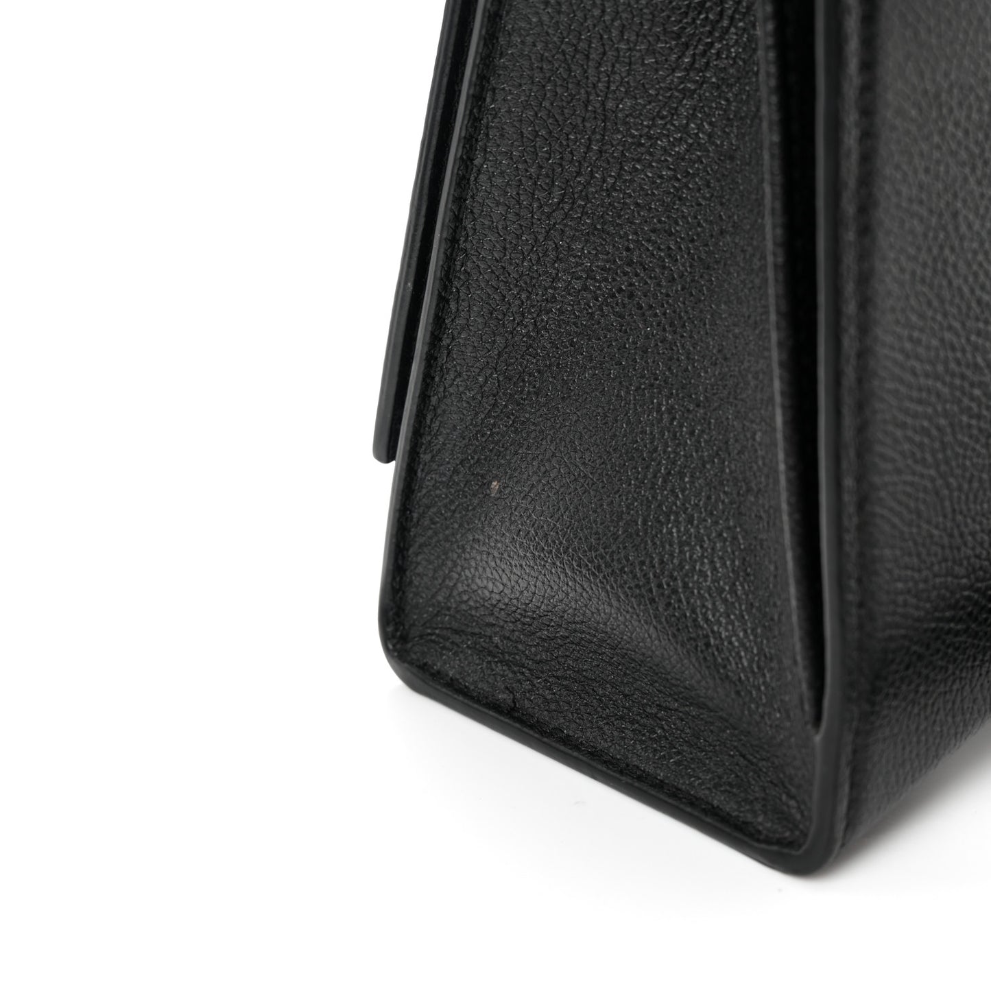 Grained Calfskin Medium Hourglass Top Handle Bag Black