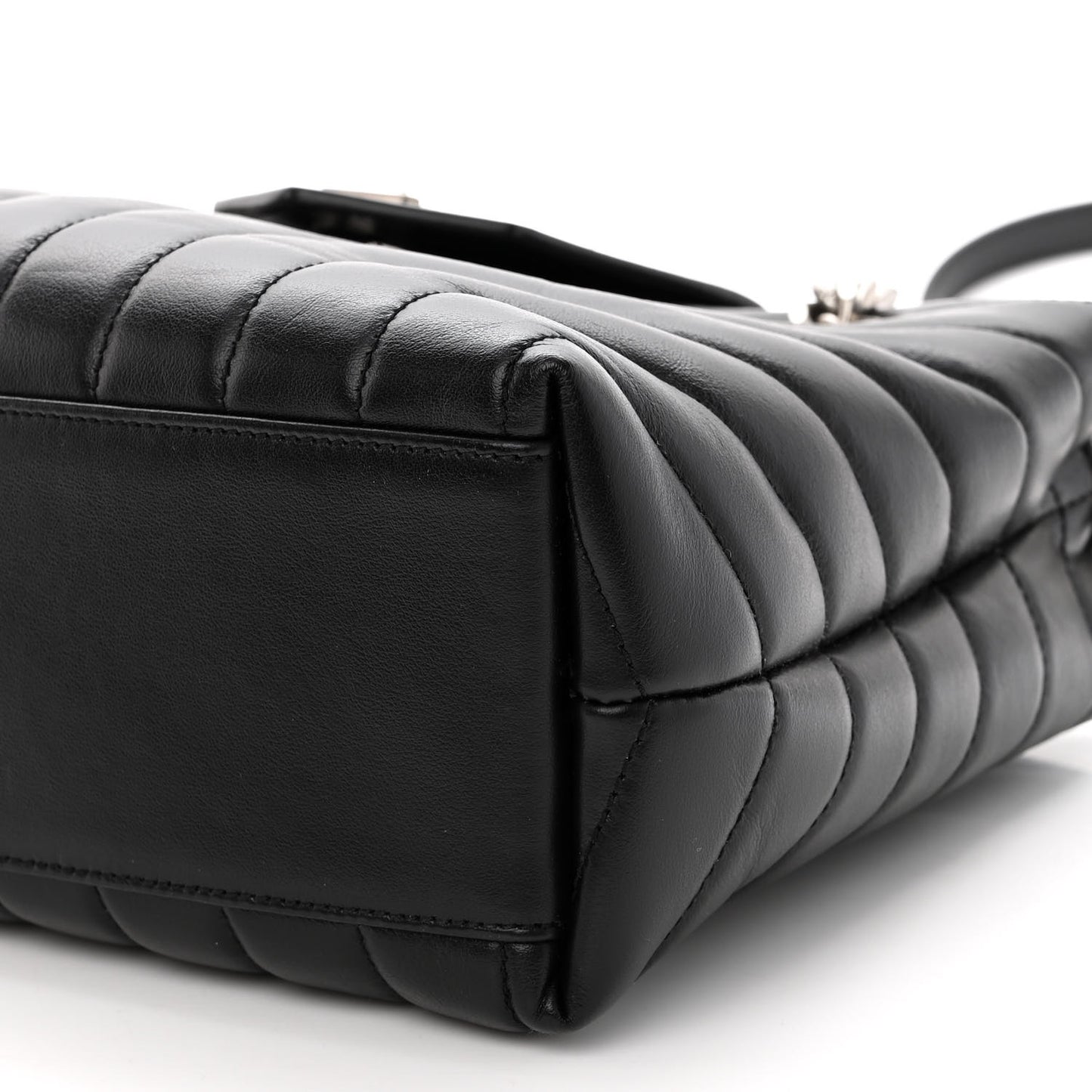 Calfskin Y Quilted Monogram Small Loulou Shopper Black