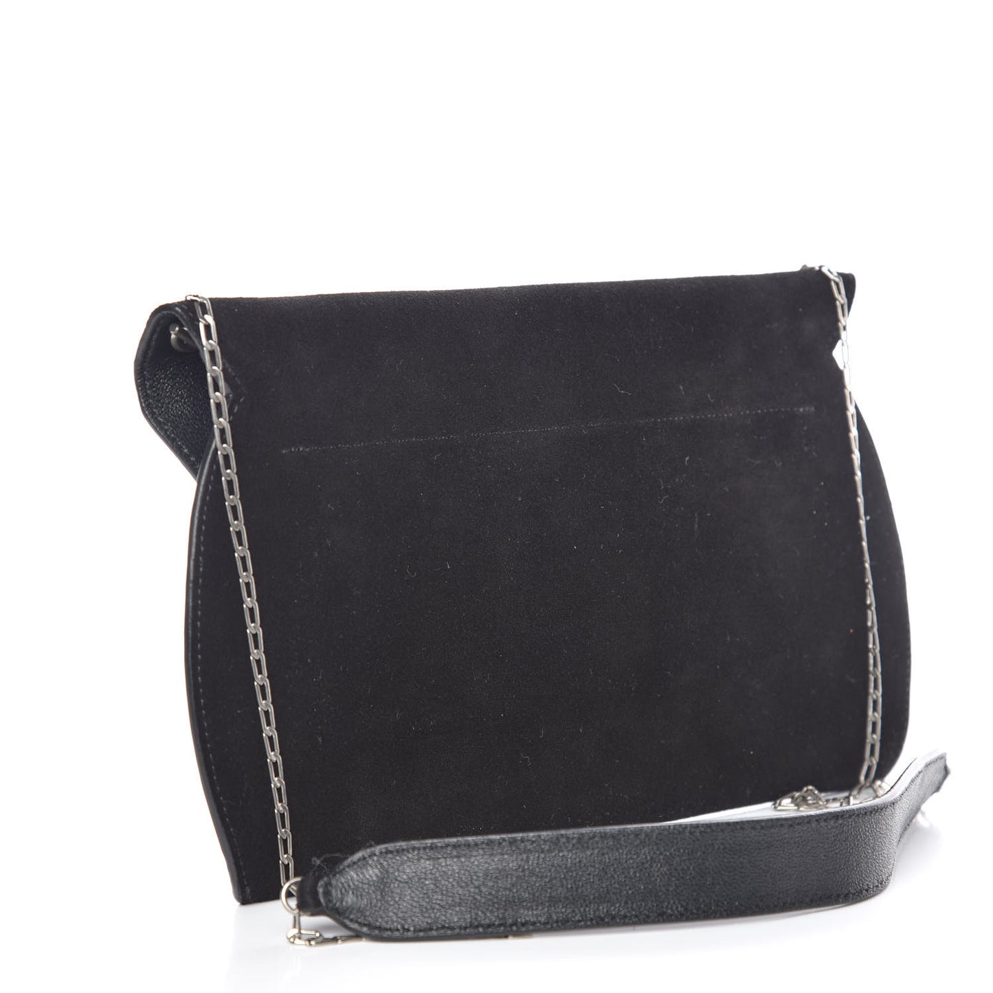 Suede Calfskin Clutch on Chain Black