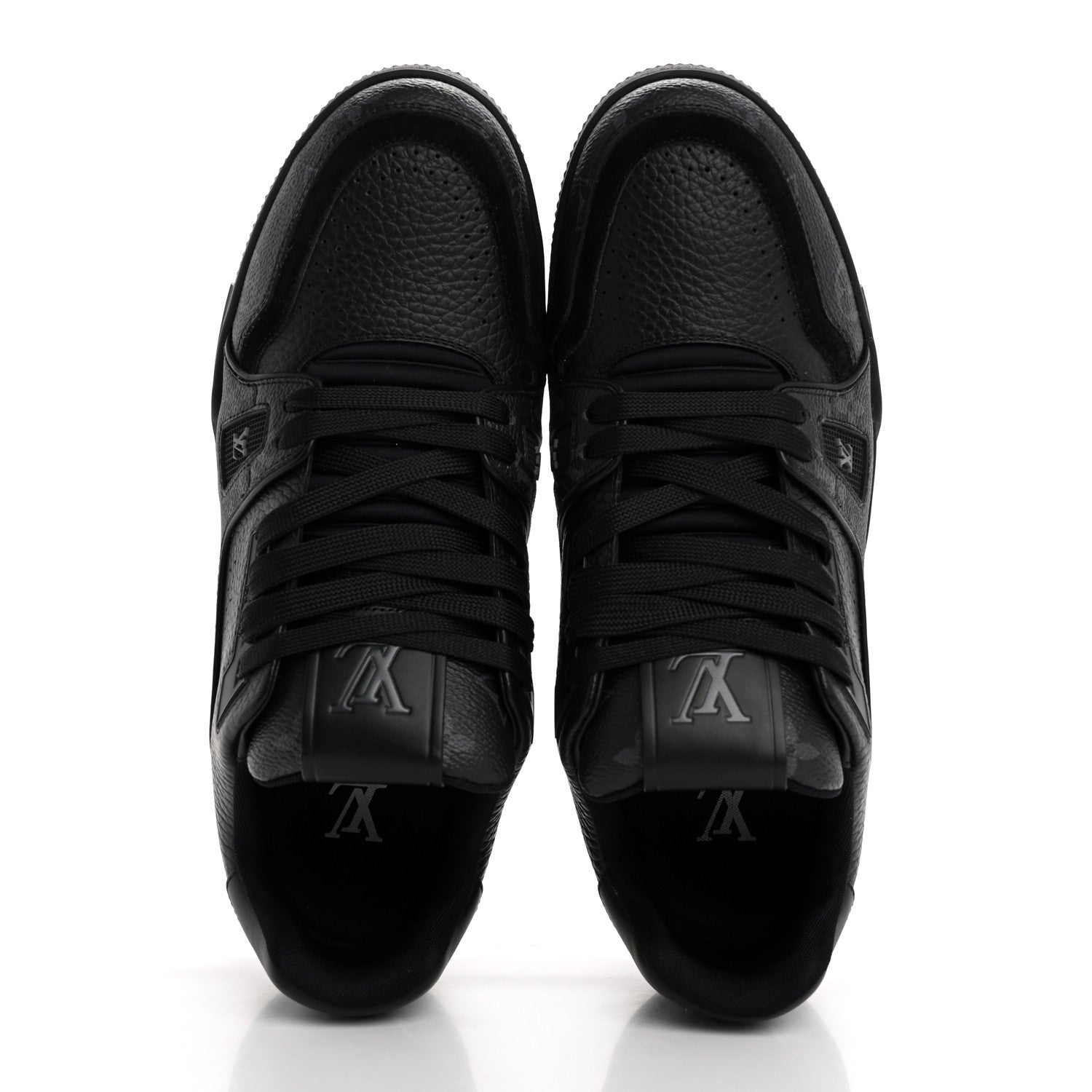 Louis Vuitton Calfskin Monogram Eclipse Mens LV Trainer Sneakers 8 Black 2 of 10