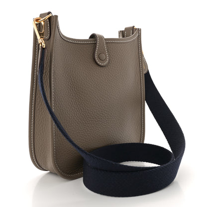 Hermes Taurillon Clemence Amazone Evelyne TPM Etoupe Bleu Indigo 3 of 11