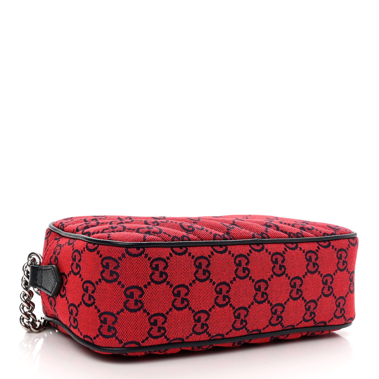 Gucci Monogram Multicolor Matelasse Diagonal Small GG Marmont Chain Shoulder Bag Red Blue 4 of 11