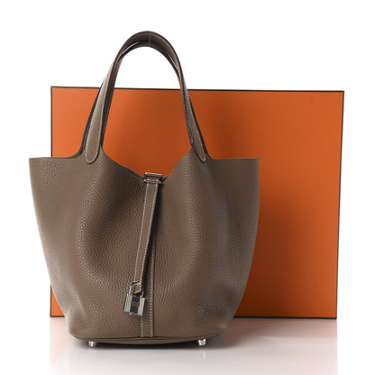 Hermes Taurillon Clemence Picotin Lock 22 MM Etoupe 11 of 11